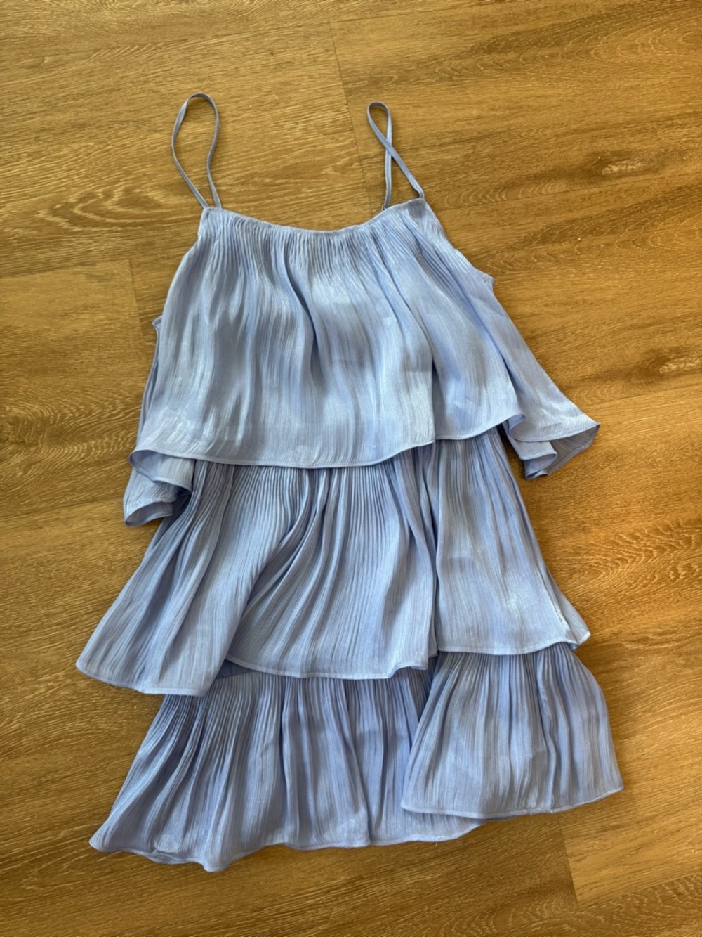 Storia Lilac Tiered Spaghetti-Strap Mini Dress
